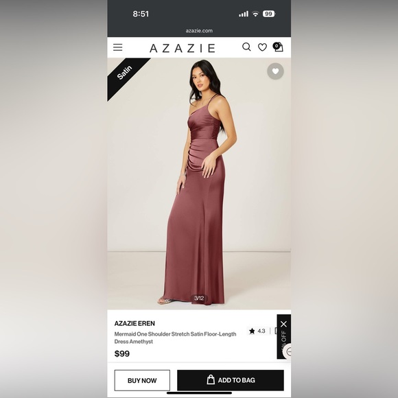 Satin bridesmaids dress dusty rose / mauve - Picture 3 of 6